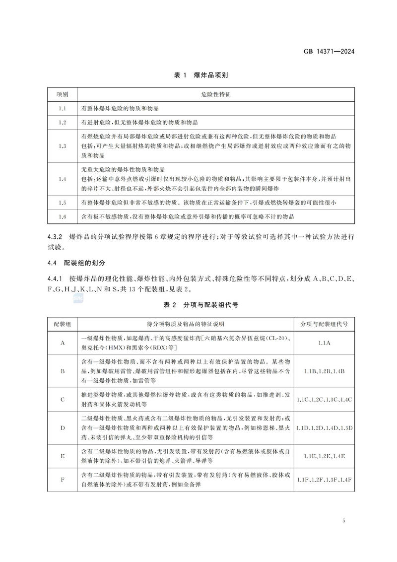 危险品 爆炸品的认可和分项试验程序及配装要求GB 14371-2024_09.jpg